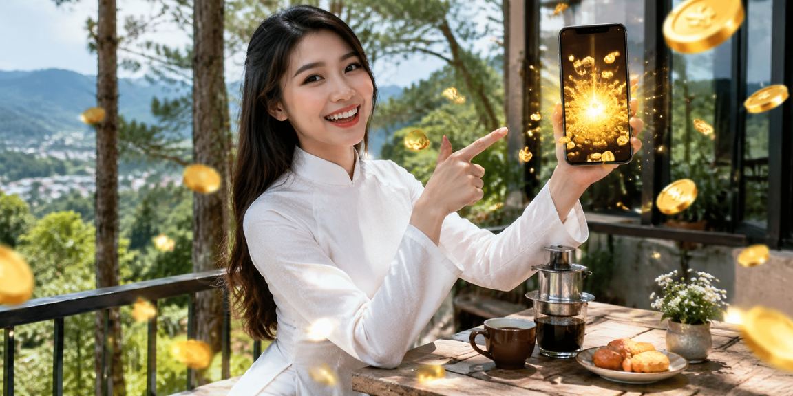 Người dùng Đà Lạt truy cập mobile casino trên điện thoại vào buổi chiều mát